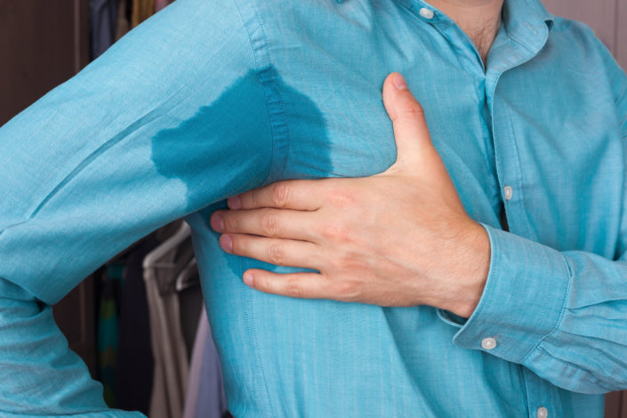 Sweaty spot on the shirt because of the heat, worries
