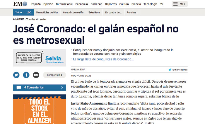 José Coronado: el galán español no es metrosexual